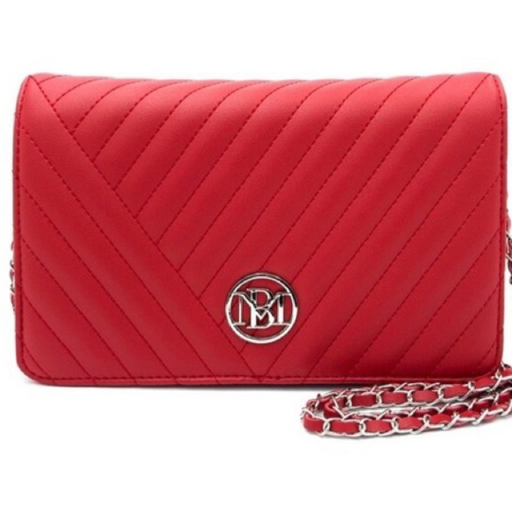 NWT Badgley Mischka Red Quilted Crossbody Bag